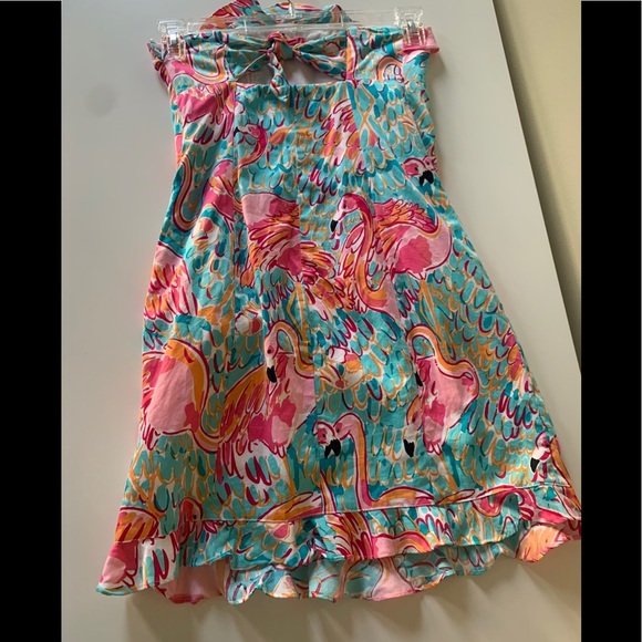 🌿Lilly Pulitzer strapless Eat & Peel flamingle dress, size 2🌿 - Picture 10 of 10